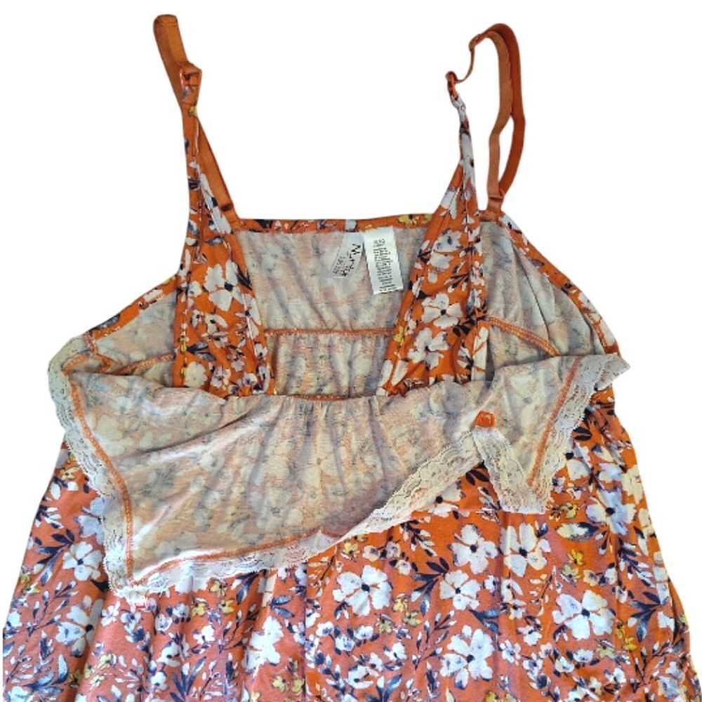 $9💥 Lamaze Coral Floral Lace Trim Sleeveless Nursing Night Slip XL Chemise - Picture 6 of 10